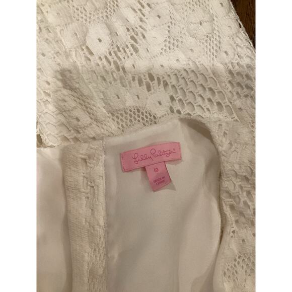 Lilly Pulitzer Augusta Shift sleeveless mini Dress White Lace size 10 - Picture 6 of 10